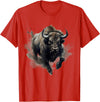 Safari Animal Art Buffalo Animal Print Splash Motif Bison Drawing Wildlife T-Shirt - Red