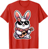 Easter Bunny Rabbit Playing Ukulele Player Musician Hawaii T-Shirt in Red