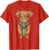 Farmer Cute Women Highland Cow Shirts Cozy Fall Autumn Highland Cow T-Shirt - Red