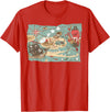 Mel & Bear Treasure Map Ship Sharks Pirates & Skulls Shirt Boys Kids T-Shirt - Red