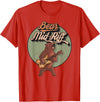 Vintage Retro Rock and Roll graphic design Apparel ' Bear Mid-Riff ' funny novelty pun on bare midriff vintage T-Shirt - Red