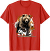 Passion For Sports Style Bear Playing Soccer Sports Team | Animal T-Shirt - Red