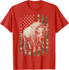 Usa Patriot American Bison Western Bufallo Bison USA Flag American Buffalo 4th of July T-Shirt - Red