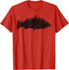 Salmon Fishing Apparel Co. King Salmon Forest Silhouette Pacific Northwest Chinook T-Shirt - Red