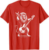 Funny Guitar Lion Lovers Costume for Guitarist Rock n Roll Lion Playing Guitar Funny Men Women Lion T-Shirt - Red