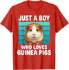 Cute Guinea Pig Stuff Accessories & Gifts Just a Boy Who Loves Guinea Pig Funny Guinea Pig Kids Boys T-Shirt - Red