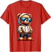 Rappers Aesthetic Urban Teddy Bear Graphic Hip Hop Teddy Bear Graphic Bears Cool Hip Hop Streetwear Colorful T-Shirt - Red