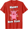 Funny New Year Outfit & New Year Gift Happy New Year Piggy Pig New Year Eve T-Shirt - Red