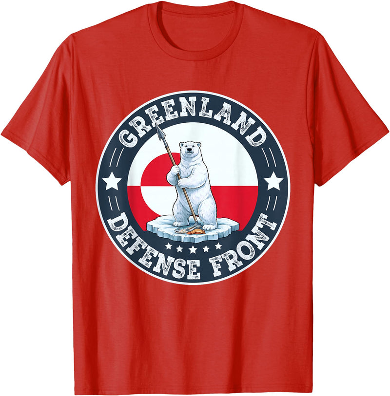 Greenland Defense Front Polar Bear Retro Tees Greenland Guard Polar Bear Spear Arctic Emblem T-Shirt - Red