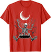 Skeleton Love Halloween Moon Skeleton Rock On Hand Spooky Halloween Rock Concerts T-Shirt - Red