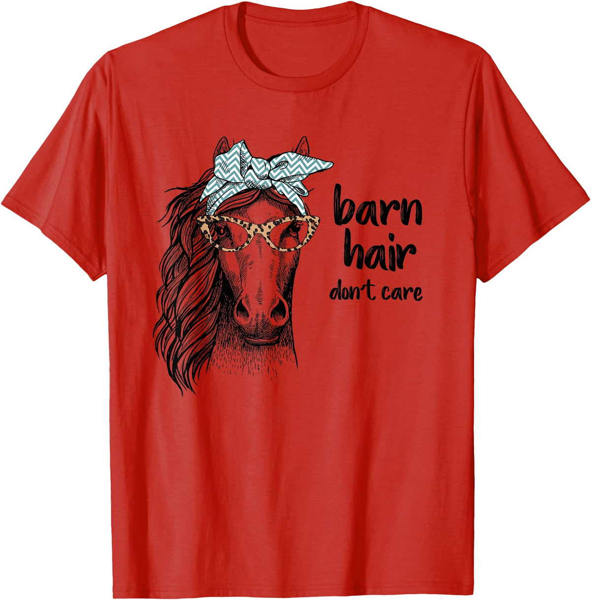 Girl Horse Shirts by Southerngal Cute Horse Love Girl Shirt Barn Hair Don't Care Cowgirl Gift T-Shirt - Red