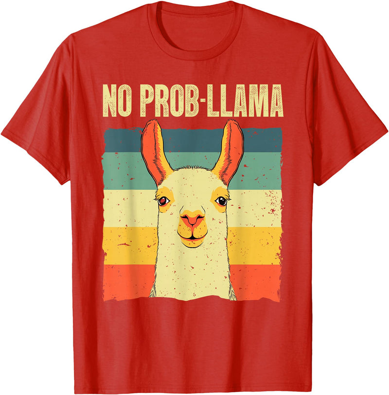 Funny Llama Gift Llama Lover Accessories & Stuff Cool Llama for Men Women No Prob Llama Alpaca Farming Animal T-Shirt - Red