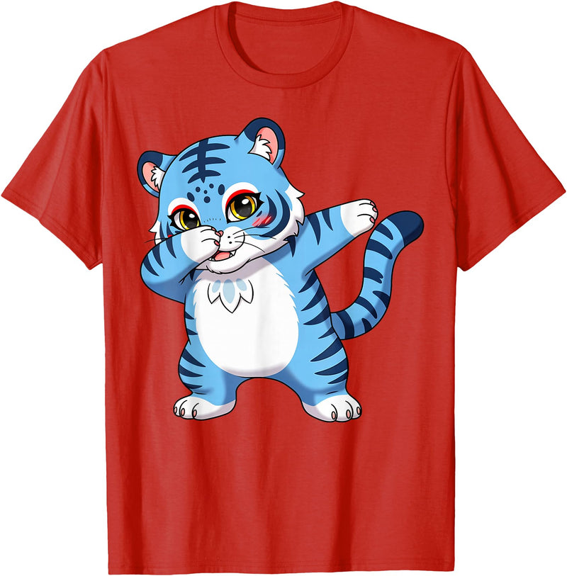 generic Funny Cartoon Korean Tiger for Youth Toddler Kids Boys Girls T-Shirt - Red