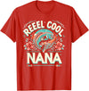Vintage Reel Cool Nana Fishing Lovers Mothers Day Reel Cool Nana Fishing Vintage Tees Women Men Father's Day T-Shirt - Red