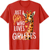 Funny Giraffe Africa Lover Safari Giraffe Animal Just A Girl Who Loves Giraffe T-Shirt - Red