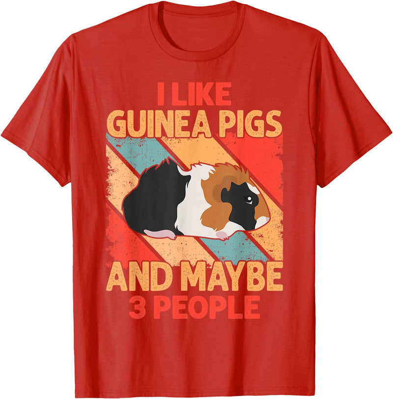 Funny Guinea Pig Gifts For Women Men Kids by DMTRY I Like Guinea Pigs And Maybe 3 People T-Shirt - Red