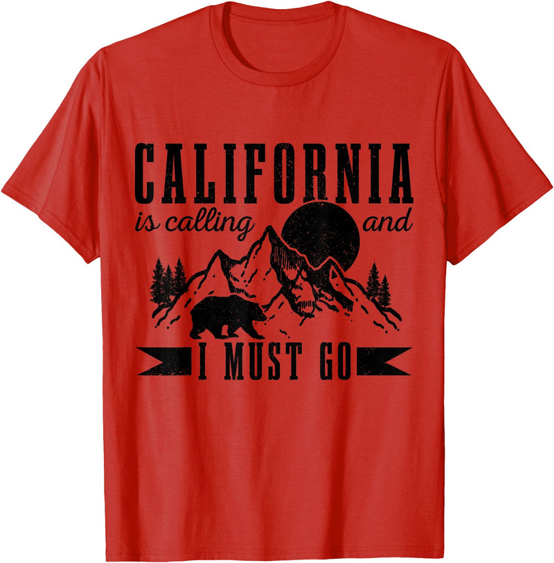 California Is Calling And I Must Go! California is Calling & I Must Go Bear Mountains Vintage T-Shirt - Red