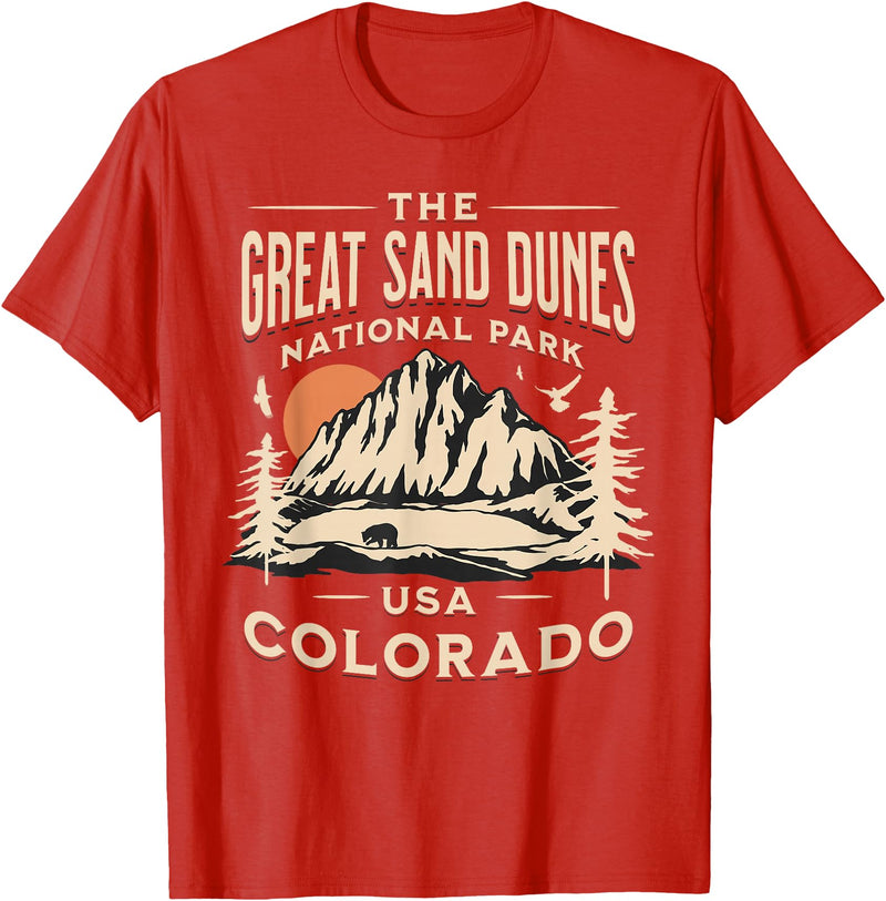 Great Sand Dunes National Park Colorado USA Retro Great Sand Dunes National Park Colorado Hike Outdoors Retro T-Shirt - Red