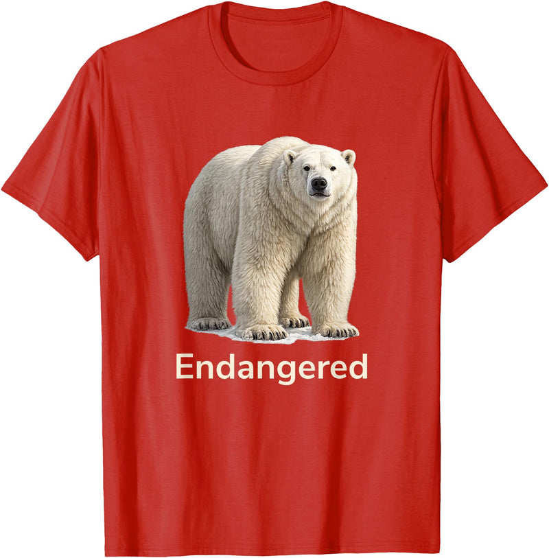 Endangered Animal Species Apparel Company Polar Bear Endangered Animal Species T-Shirt - Red