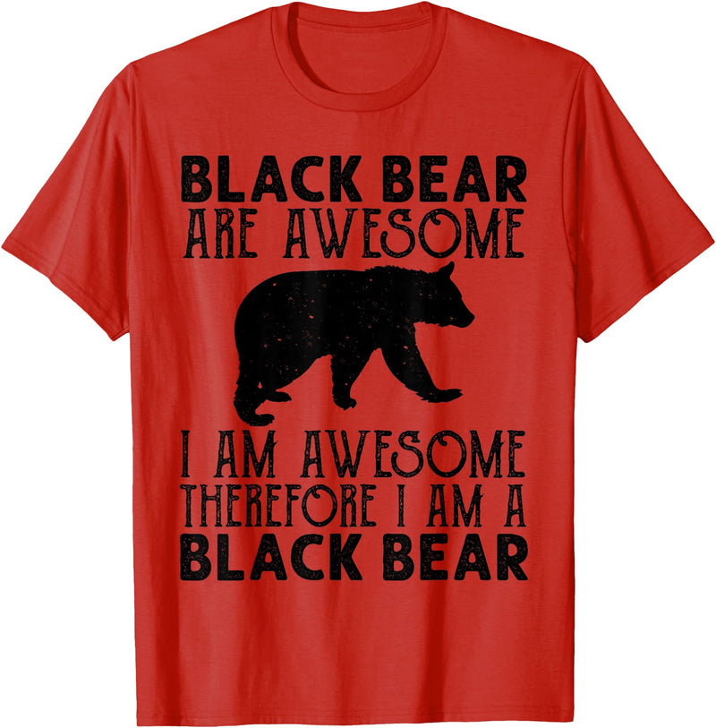 Cool American Black Bear Lovers gifts costume Black Bear Tee Funny American Bear Lover Animal T-Shirt - Red