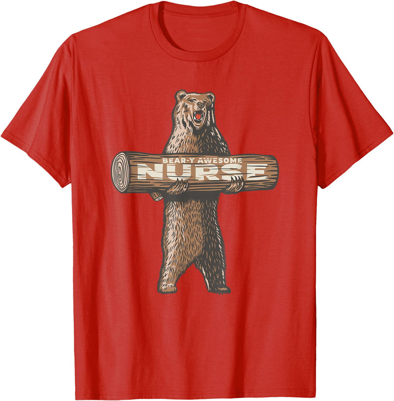 Cartba Nursing Co. Awesome Nurse Funny Saying | Fun Nursing Appreciation T-Shirt - Red