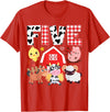 Farm Animals Cow Themed Birthday Party Family Tees 5th Birthday Five Year Old Farm Theme Animals Birthday Party T-Shirt - Red