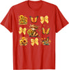 Coquette Bow Scottish Highland Cow Sunflower Shirt Baby Highland Cow With Sunflower Butterflies Farm Western T-Shirt - Red