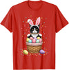 Cat Bunny Ears Eggs Meowy Easter Rabbit Lover Men Women Kids T-Shirt in Red