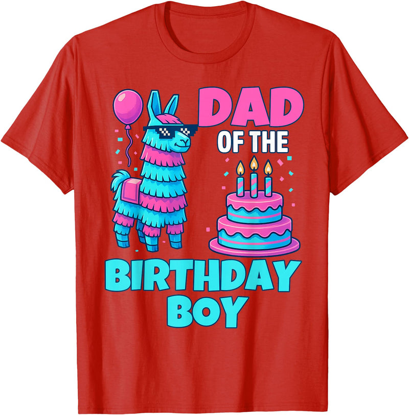 gaming gamer Birthday Llama Pinata Family Apparel dad of Birthday Boy Llama Pinata Party Family mathing Men T-Shirt - Red