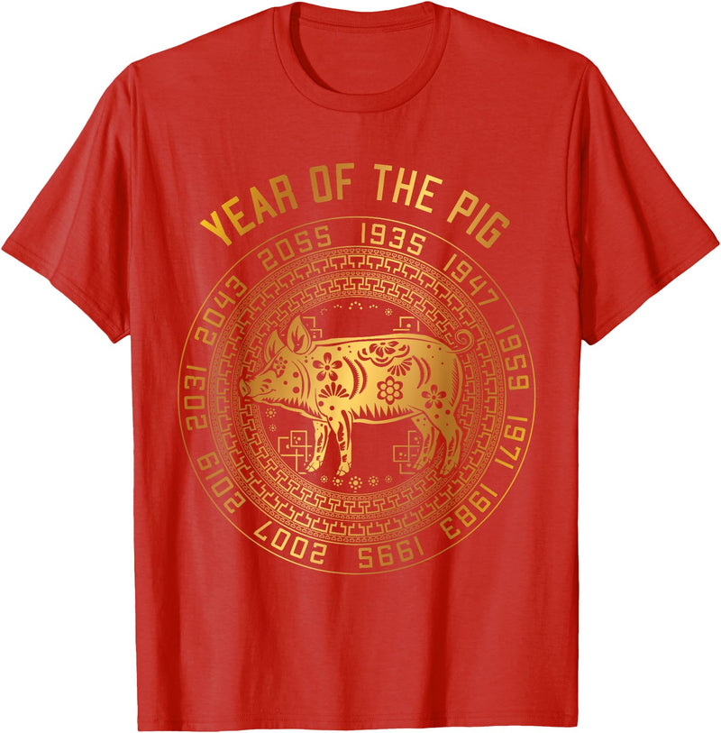 Chinese Zodiac Lunar New Year Astrology Horoscope Chinese New Year Of Pig Chinese Zodiac Year 2031 T-Shirt - Red