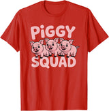 Piggy Squad - Matching Outfit Pig Lover Design T-Shirt - Red