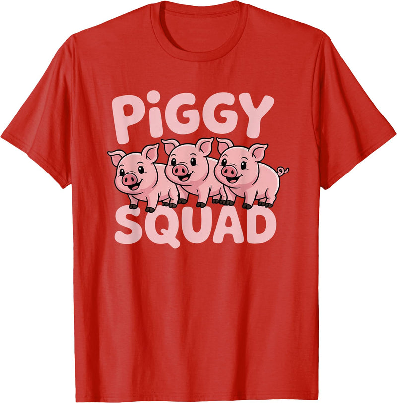 Piggy Squad - Matching Outfit Pig Lover Design T-Shirt - Red