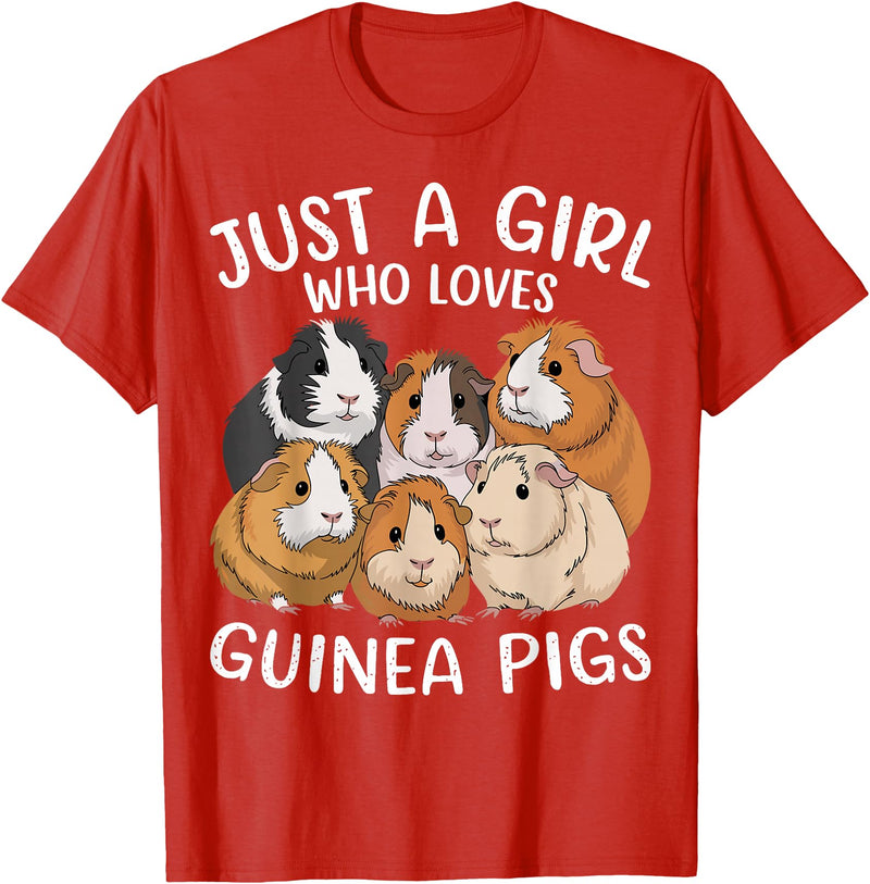 Funny Guinea Pig Lover Guinea Pigs Just a Girl Who Loves Guinea Pig T-Shirt - Red
