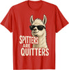 Inappropriate Funny Meme Tee Funny Llama Spitters are Quitters Adult Humor T-Shirt - Red