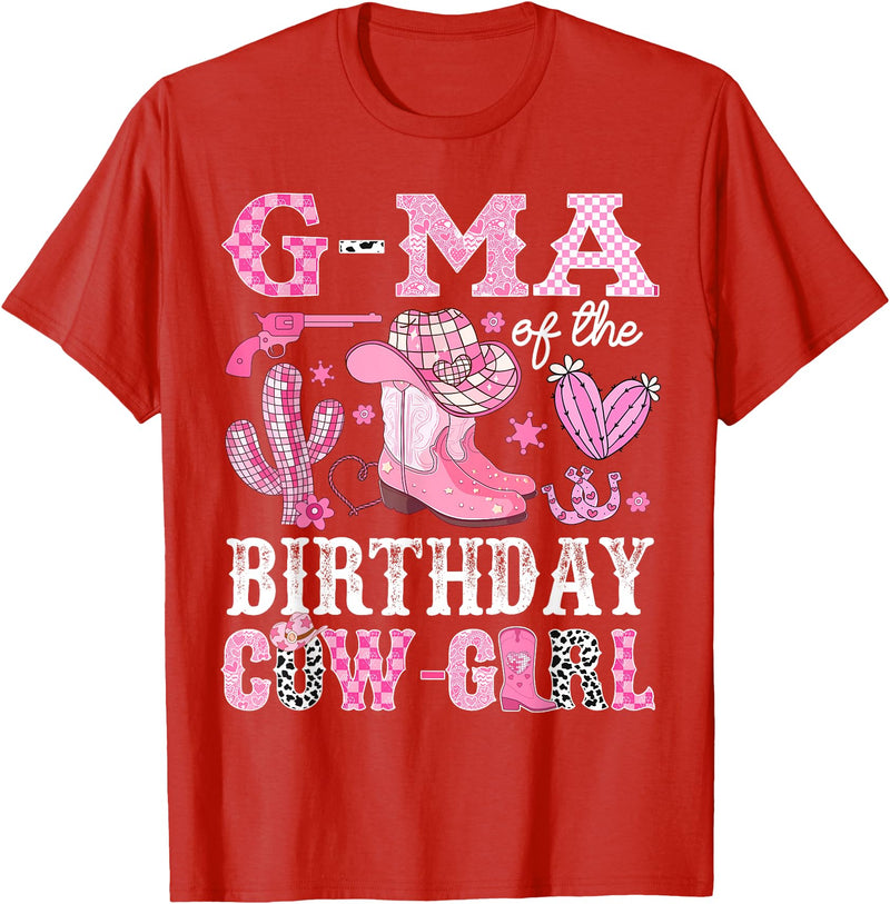 Pink Western Cowgirl Bday Party Family Matching G-Ma Of The Birthday Cow-Girl Rodeo Cowgirl Bday T-Shirt - Red