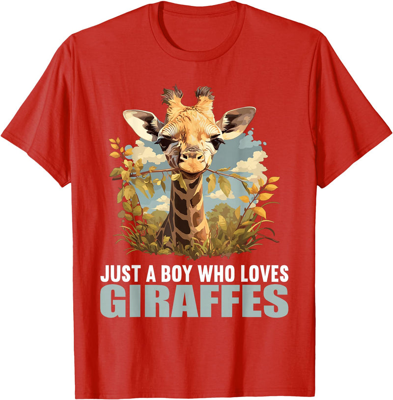 Giraffes Giraffe Lovers Shop Just a Boy who loves Giraffes. Giraffes Giraffe T-Shirt - Red