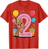 2nd Girls, Boys Bear 2 Birthday Bear 2nd birthday for boy girl 2 years old second two Bear T-Shirt - Red