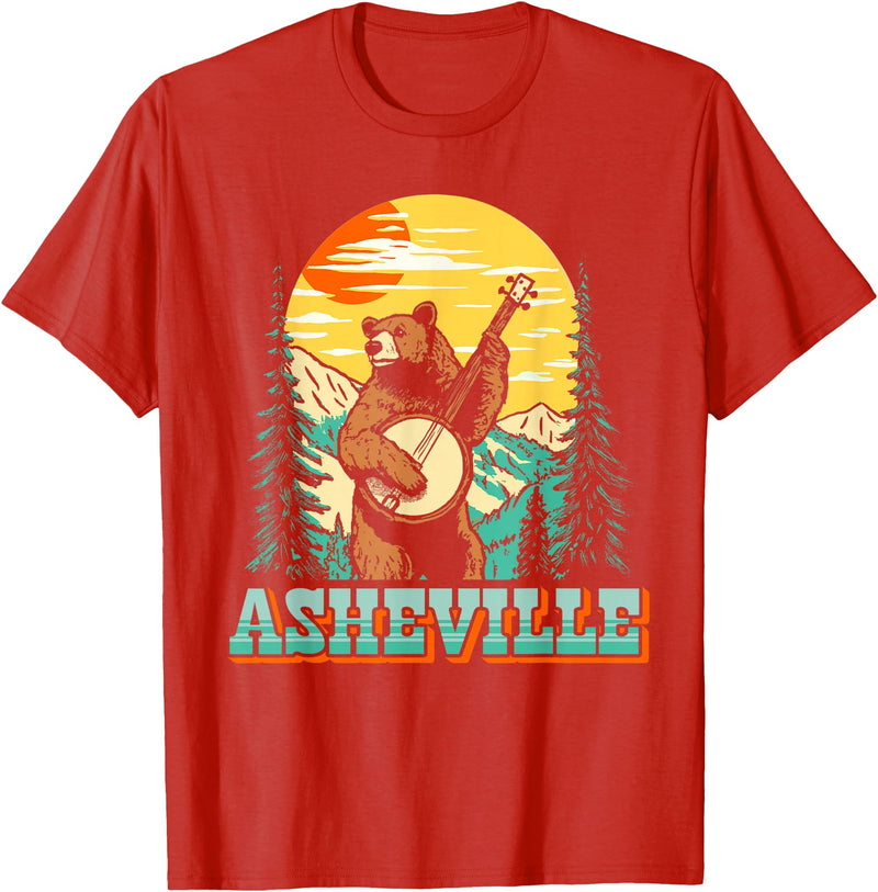 The Thrift Garage Asheville North Carolina Banjo Bear Vintage Nature T-Shirt - Red