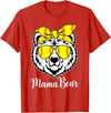 Mama Bear Face Apparel Softball Mama Bear With Sunglasses Bandana Momma Mothers Dy T-Shirt - Red