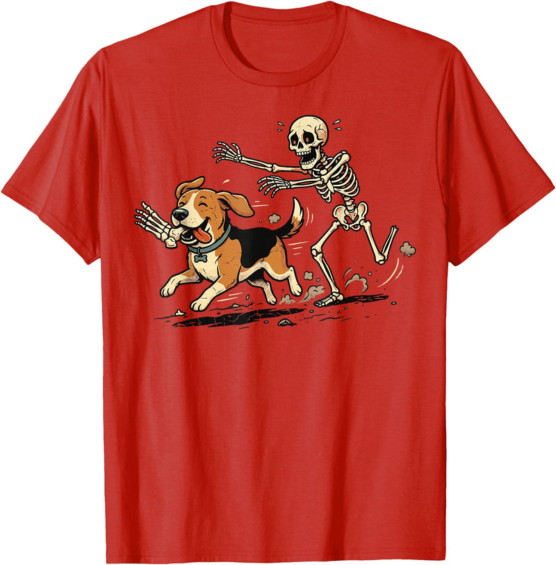 Halloween Costume Spooky Skeleton Beagle Beagle Skeleton Halloween T-Shirt - Red