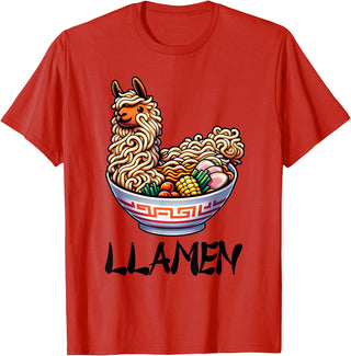 Alpaca LLama Lama Llamen Ramen Chinese Food Llamen Noodles Chinese Food Alpaca Llama Lover T-Shirt - Red