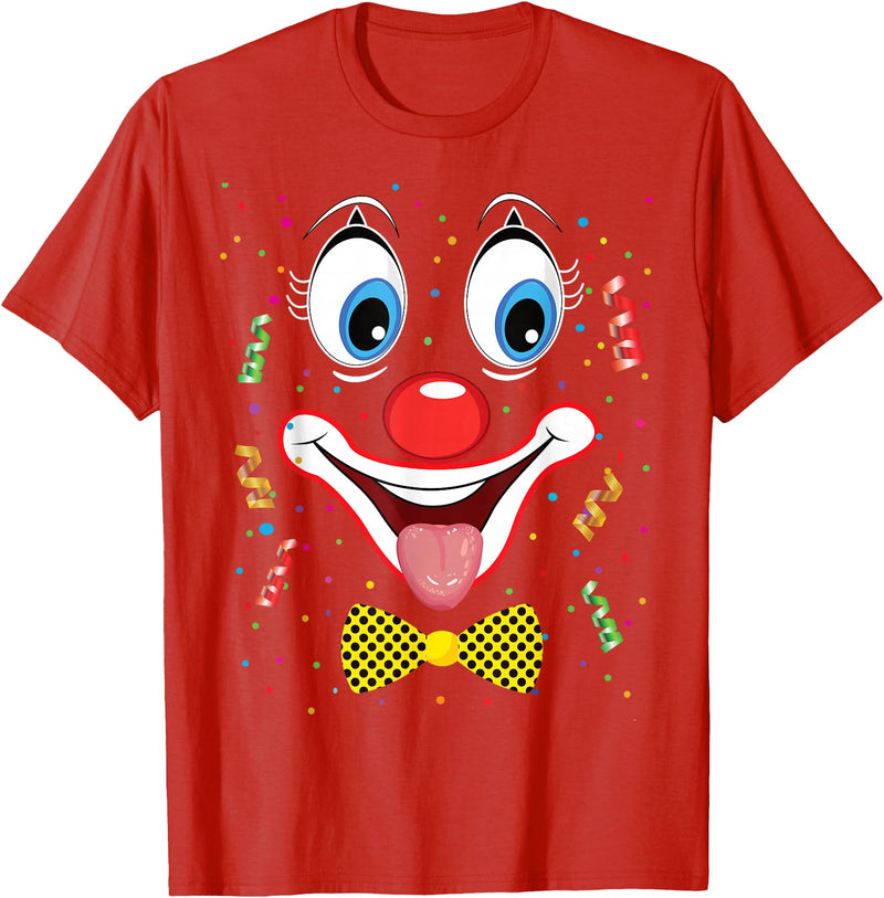 Clown Costume Carnival Halloween Birthday Party Carnival Clown Face Circus Costume Kids Men Women Carnivals T-Shirt - Red