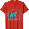 Funny Polar Bear Alaska Day Northern Light Gift Alaska Polar Bear with Polar Lights and Stars T-Shirt - Red
