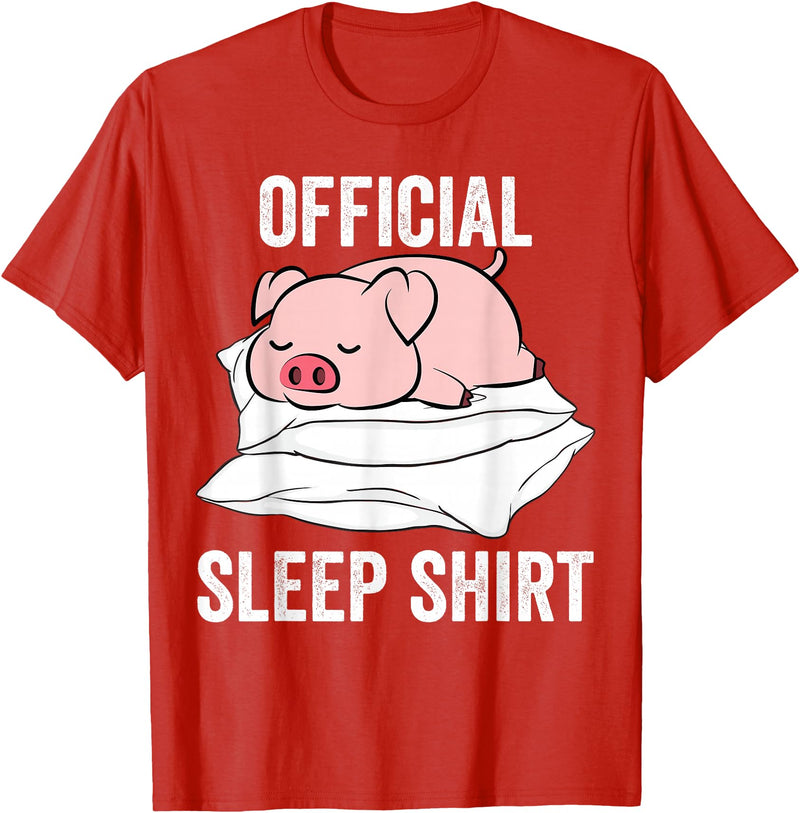 Cute Farmer Animal Designs Official Sleep Shirt Sleeping Cute Pig Piggy Farmer T-Shirt - Red