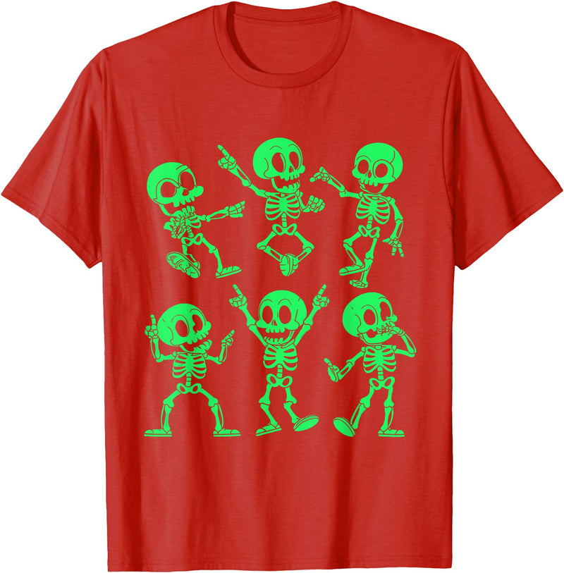 Dancing Skeletons by AlphaONE Dancing Skeletons Dance Challenge Girl Boys Kids Halloween T-Shirt - Red