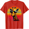 Funny Giraffe lover Giraffe Animal Vintage Sunglasses Giraffe T-Shirt - Red