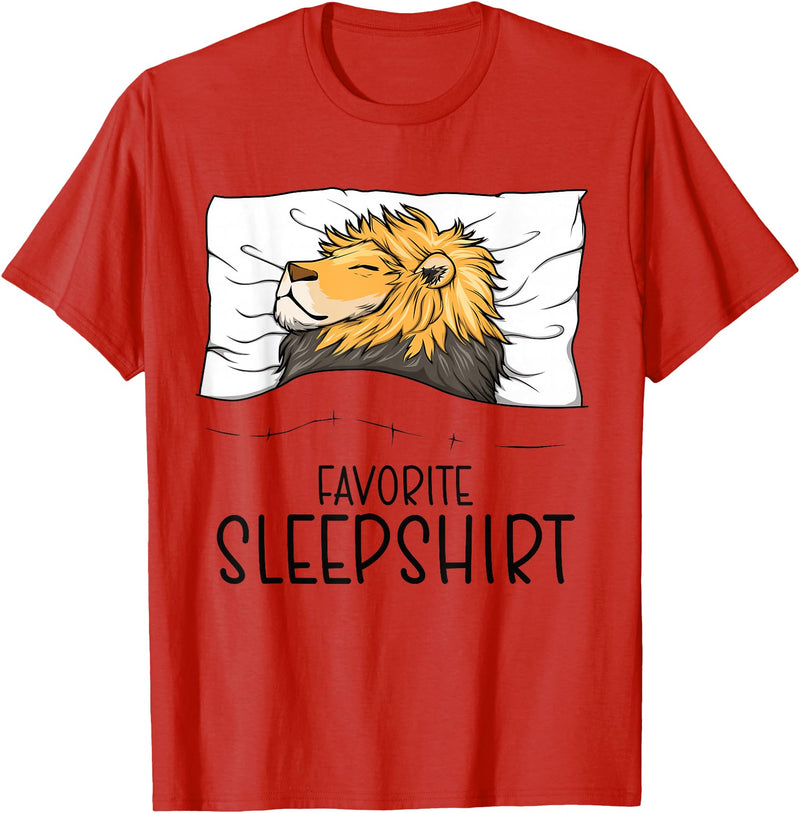 Sleeping & Napping Shirt Gifts For Nap Lovers Favorite Sleepshirt Lion, Napping Lion Pajama T-Shirt - Red