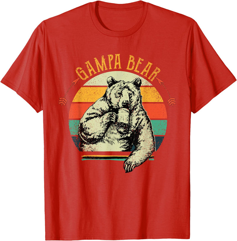 Gampa Bear Funny Father's Day shirt Mens Vintage Gampa Bear Shirt Funny Fathers Day T-Shirt - Red