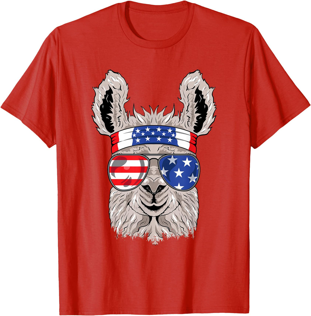 Mega USA Patriotic Animal Shirts USA Patriotic Llama Shirt - July 4th T-shirt - Alpaca T-Shirt - Red