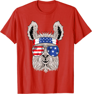 Mega USA Patriotic Animal Shirts USA Patriotic Llama Shirt - July 4th T-shirt - Alpaca T-Shirt - Red